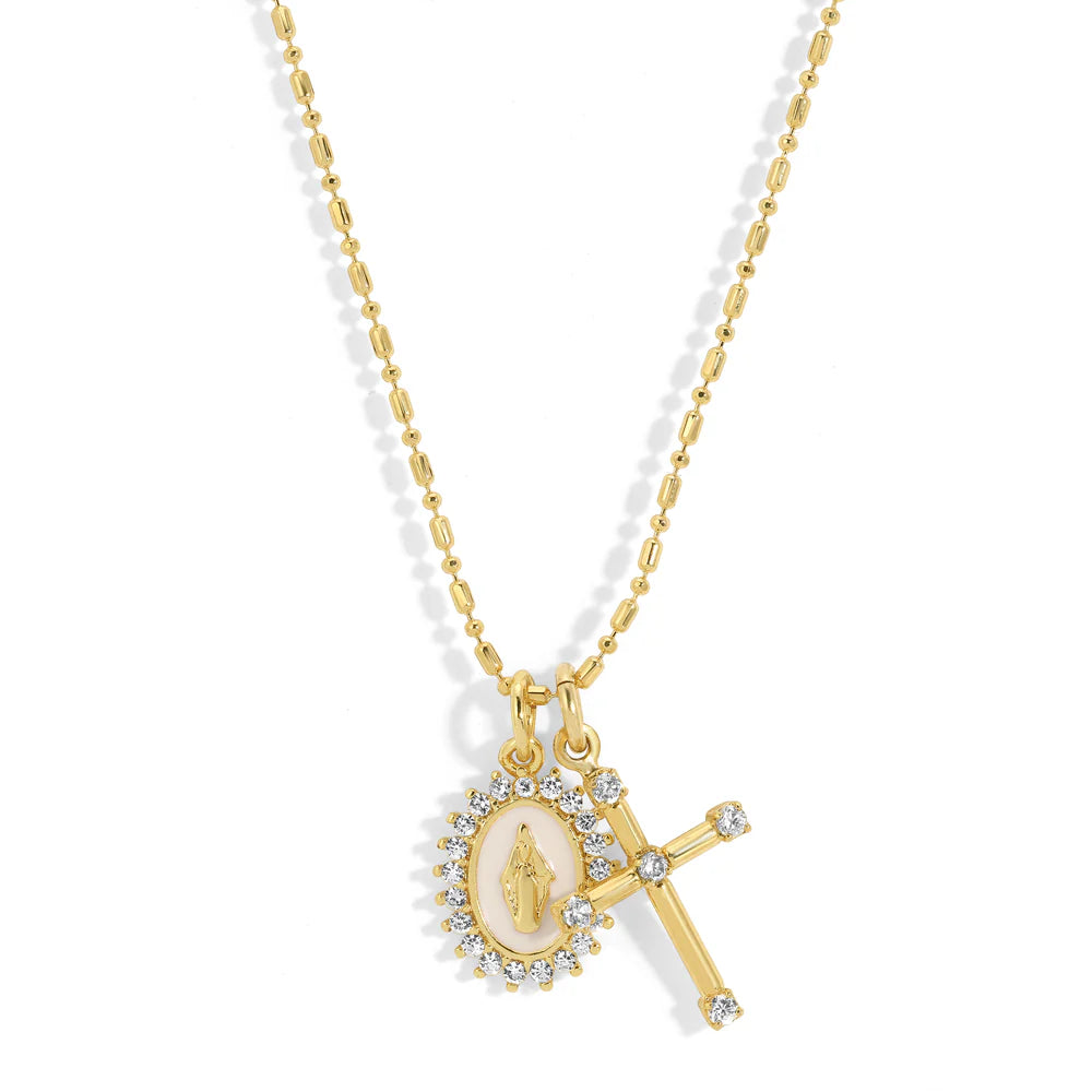 Joy Dravecky Virgin Maria Charm Necklace