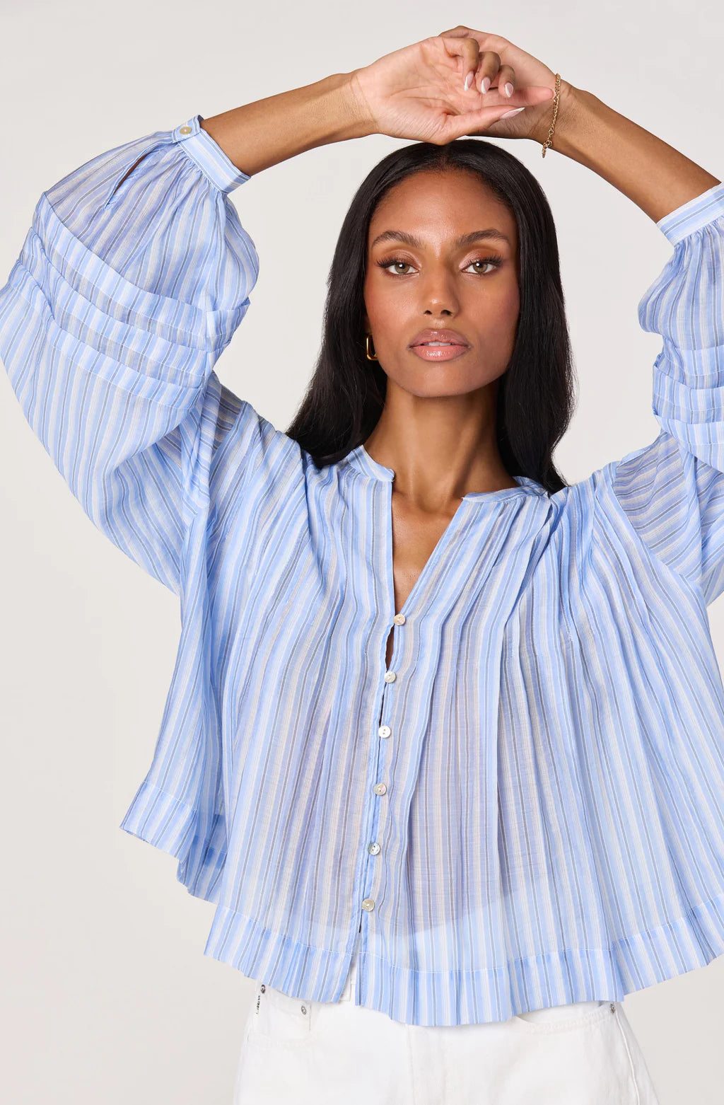ASTR Ericka Blue Stripe Top