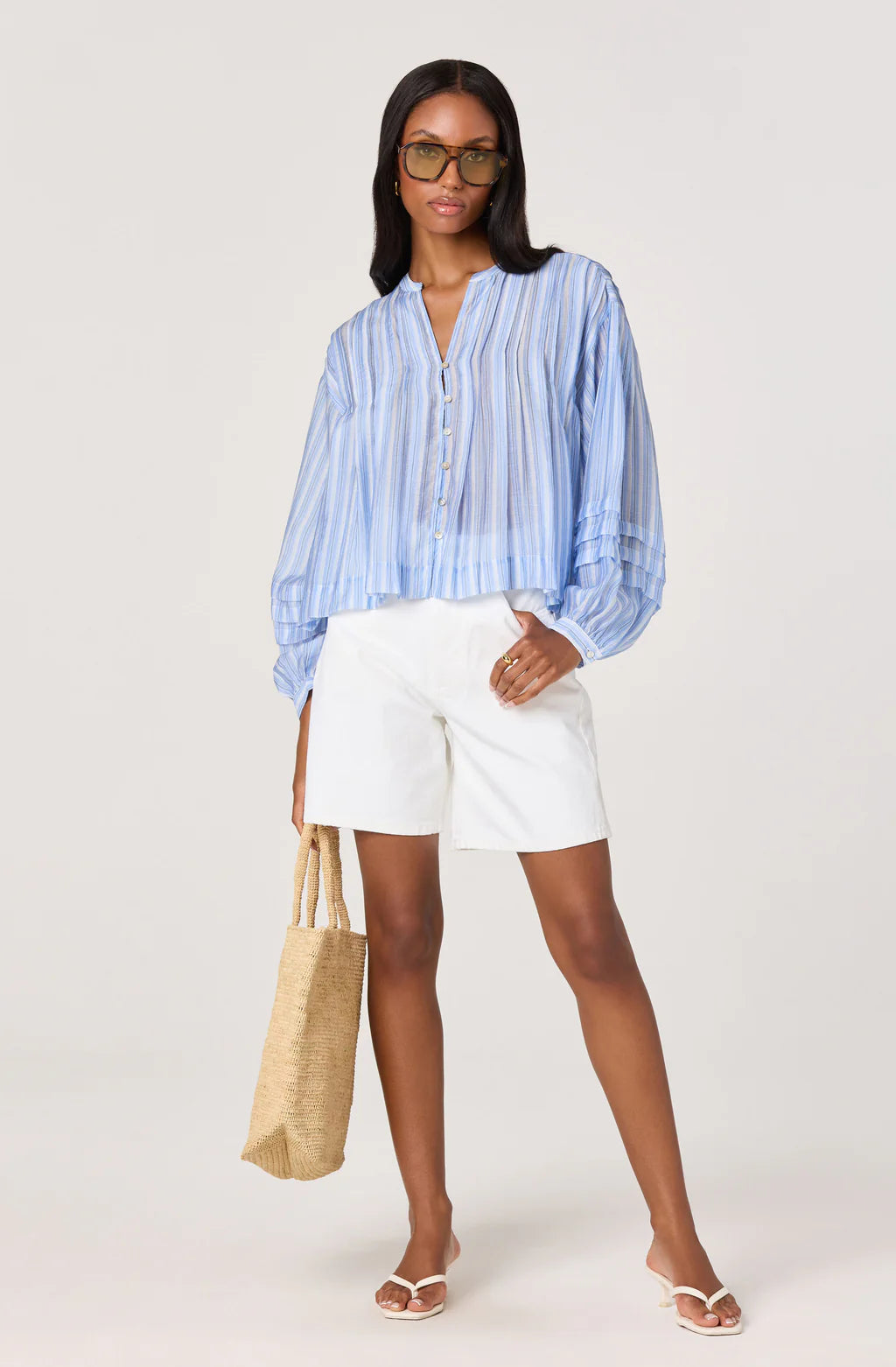 ASTR Ericka Blue Stripe Top
