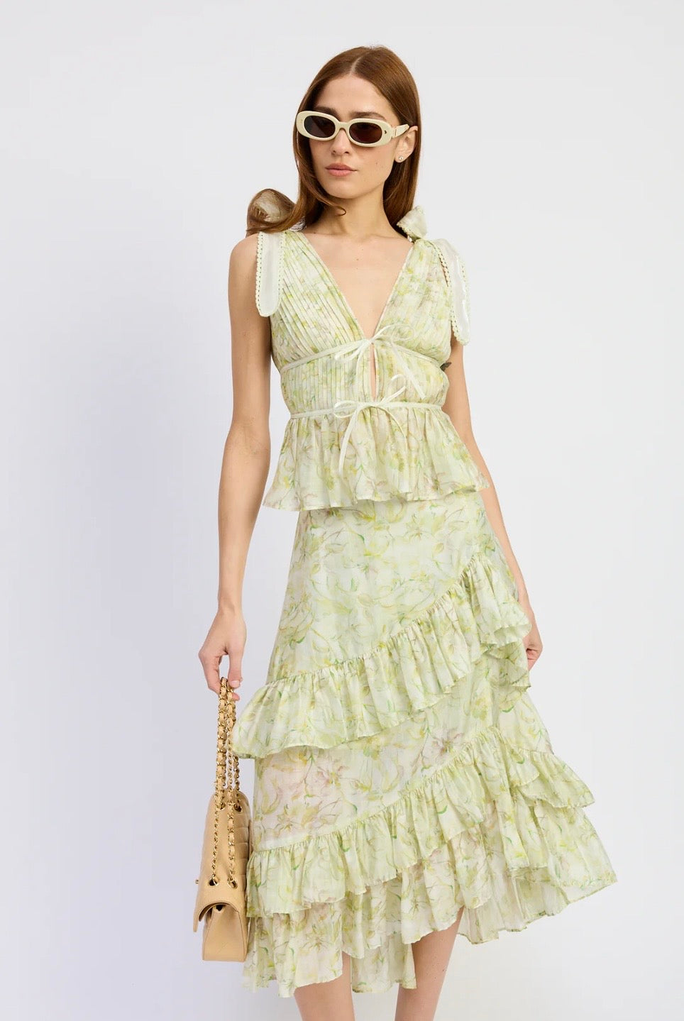 En Saison Claire Tiered Midi Skirt