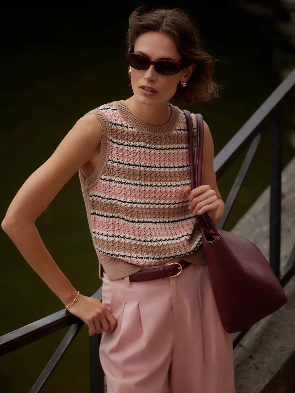 Varley Deeley Stripe Tank Sweater