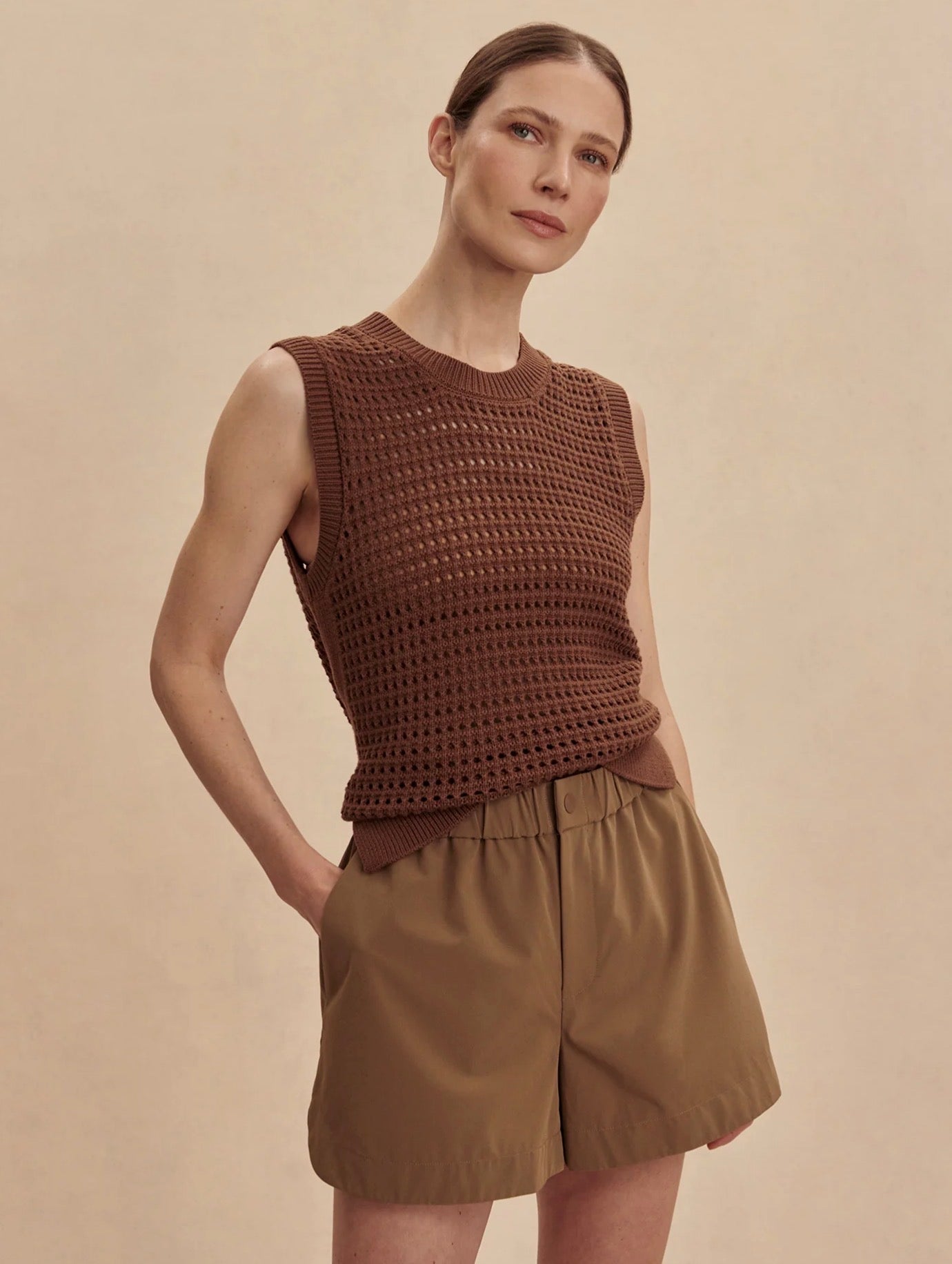 Varley Nila Short Taupe Stone