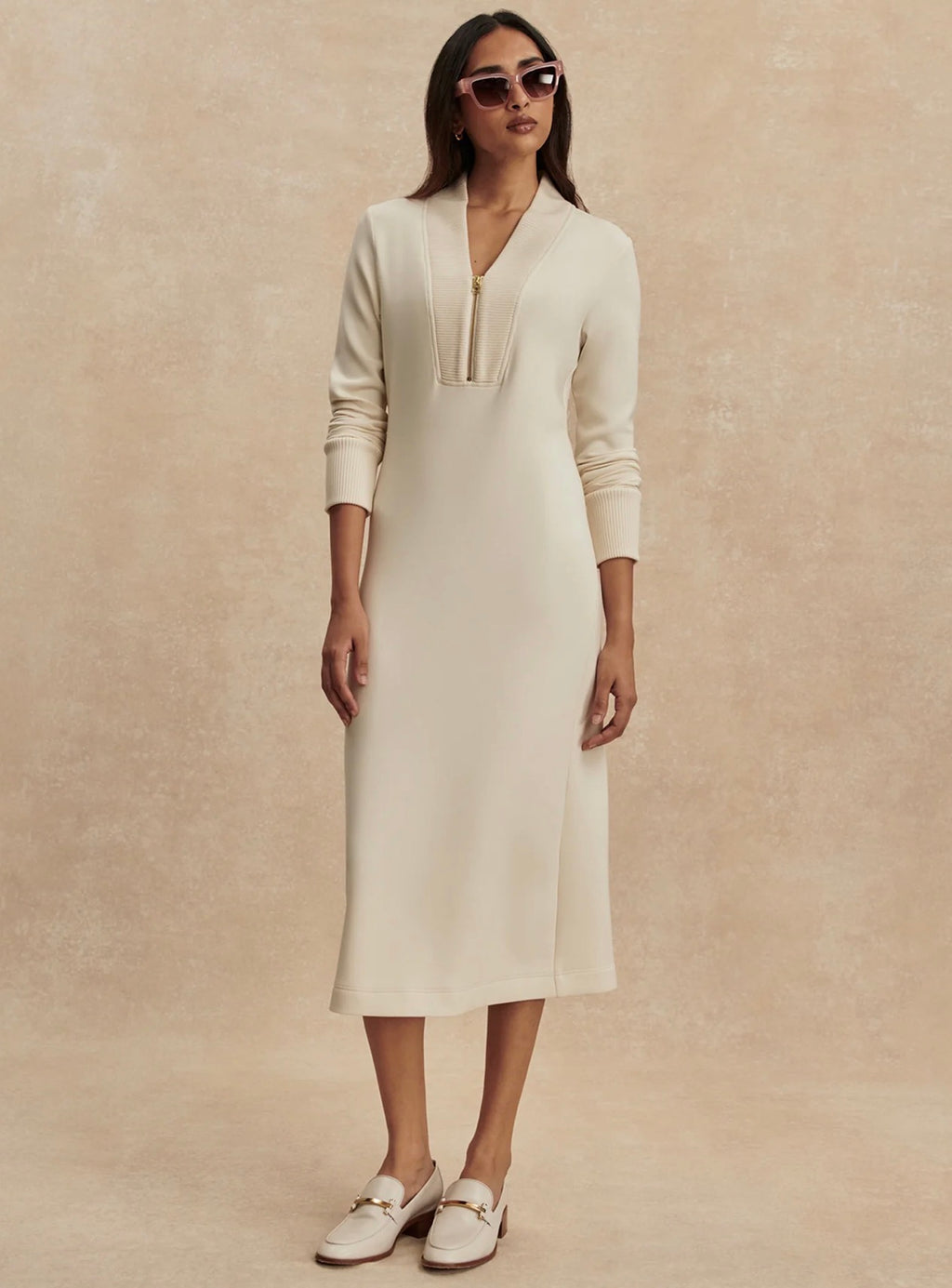 Varley Bree 1/2 Zip Midi Dress Pristine