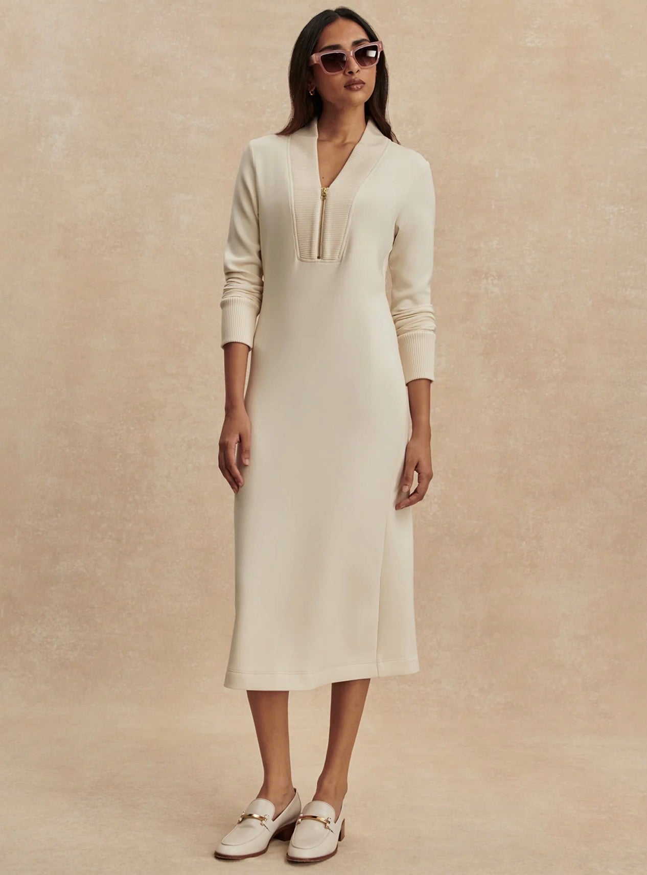 Varley Bree 1/2 Zip Midi Dress Pristine