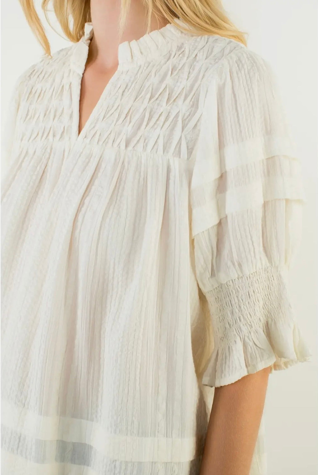 THML Cream Seer Sucker Top