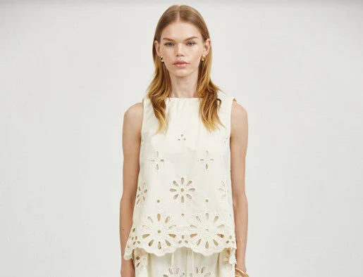 A. Ren Leonor Eyelet Cutout Top