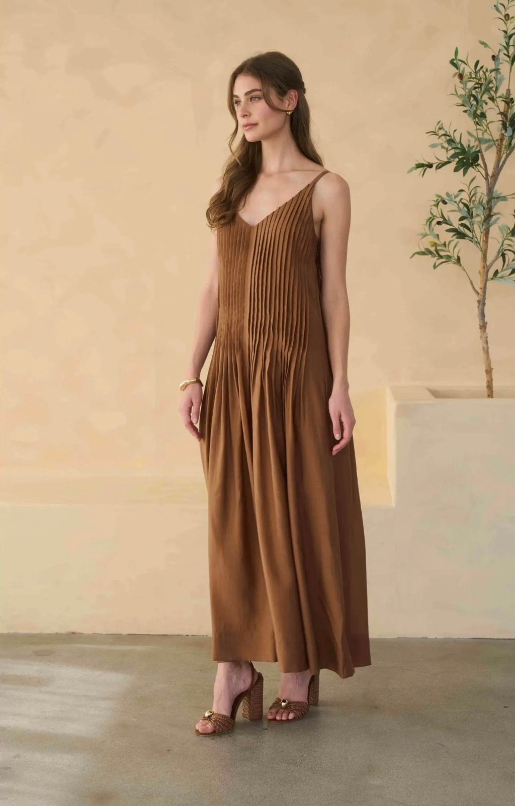 Moon River Pleated Maxi Dress