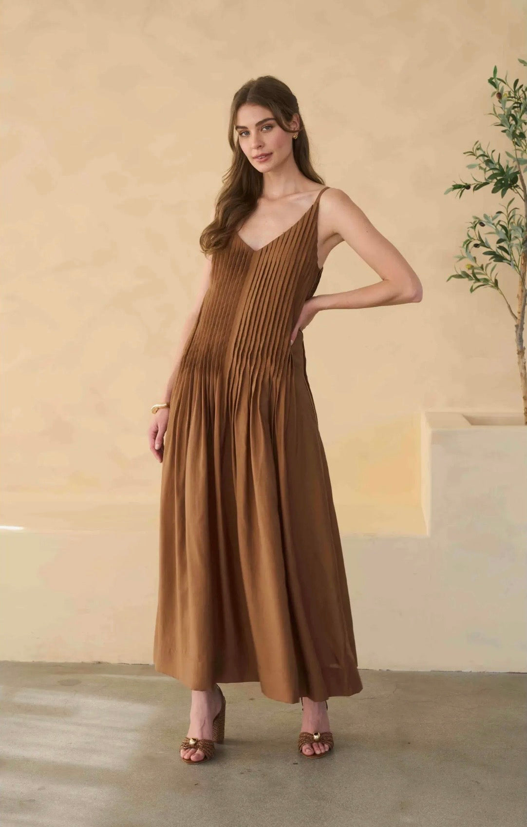 Moon River Pleated Maxi Dress