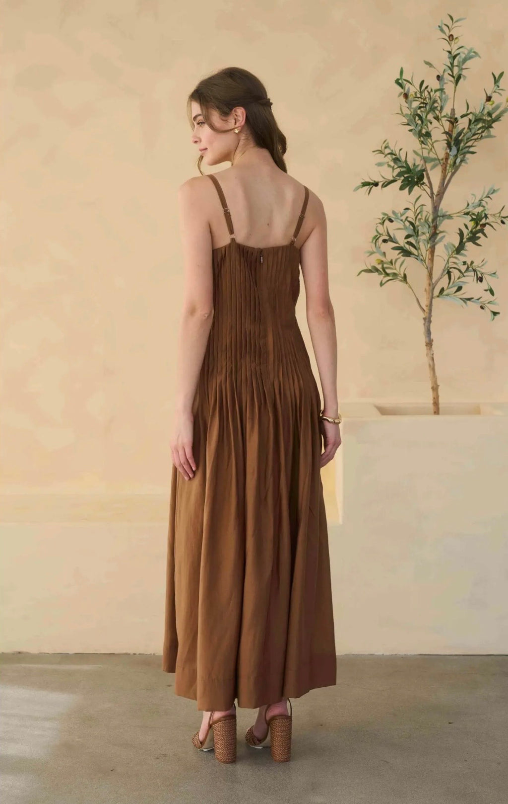 Moon River Pleated Maxi Dress