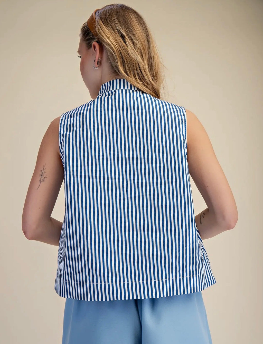 Split Neck Stripe Top