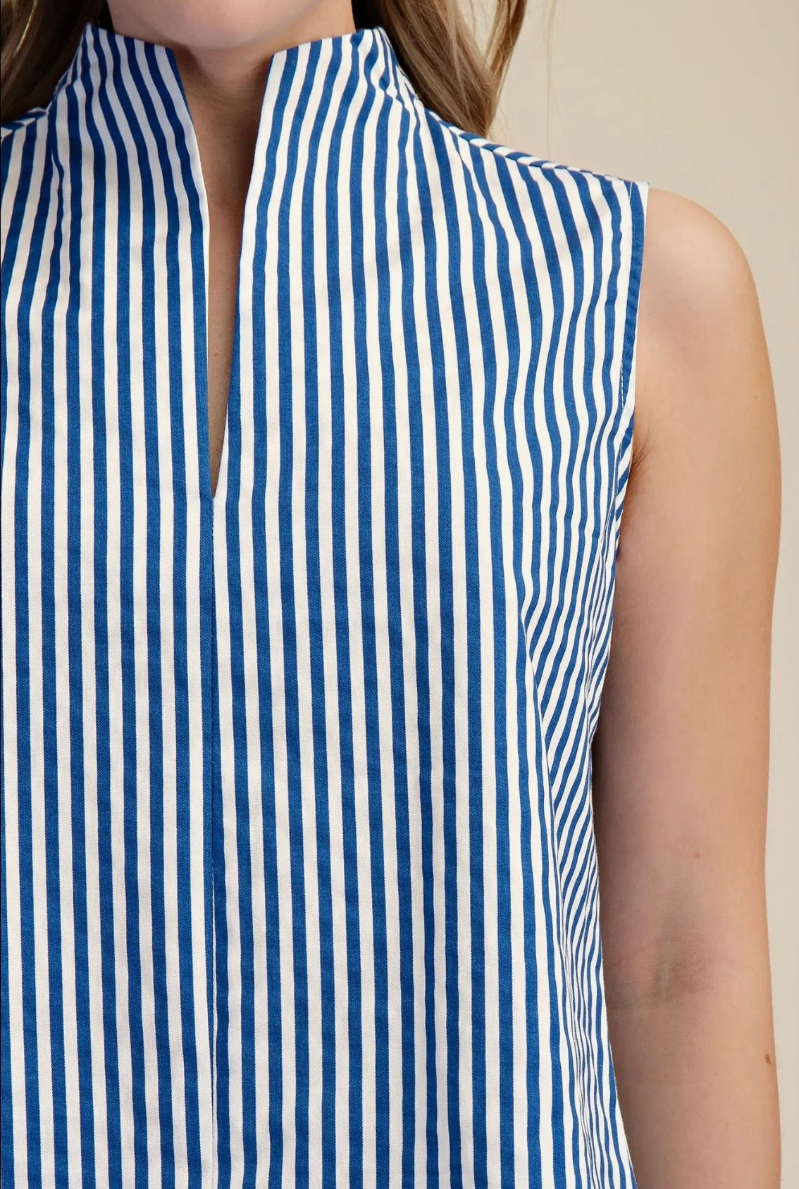 Split Neck Stripe Top