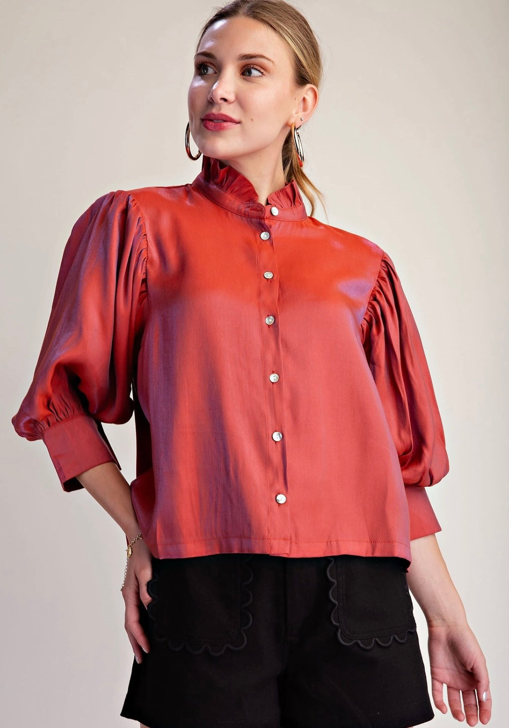 Glam Ruffle Neck Top