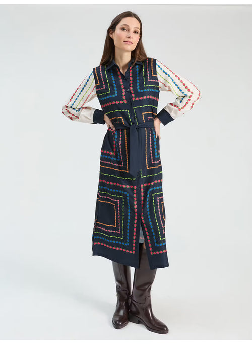 Vilagallo Vintage Scarf Shirt Dress