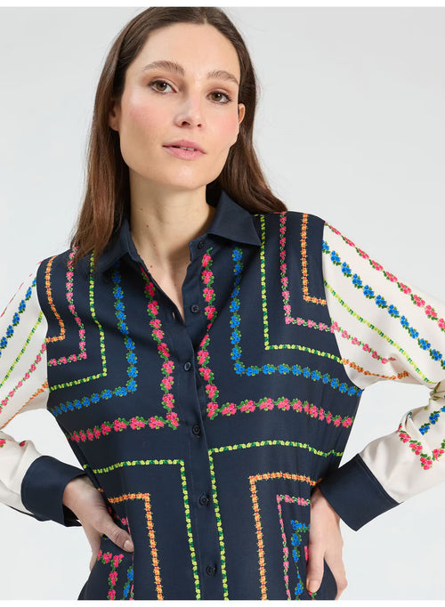 Vilagallo Vintage Scarf Shirt Dress