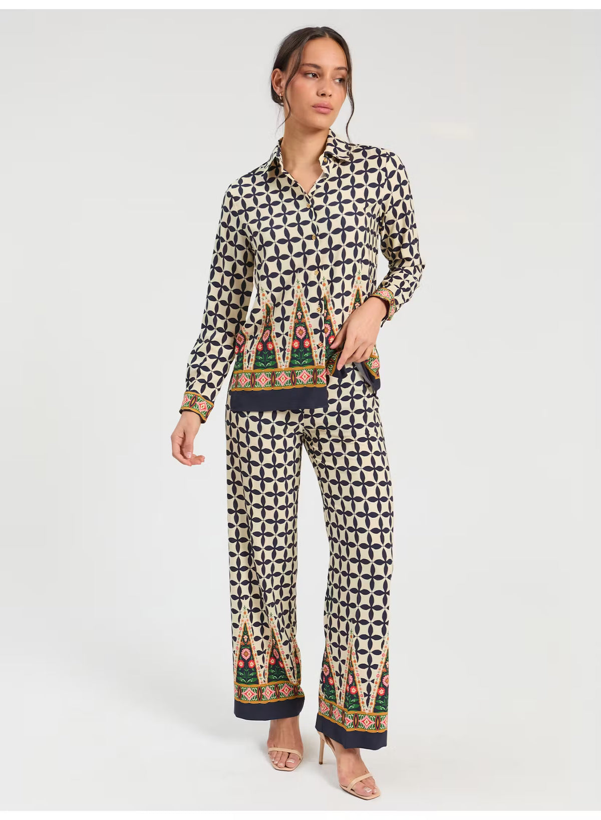 Vilagallo Folk Geometric Print Trouser