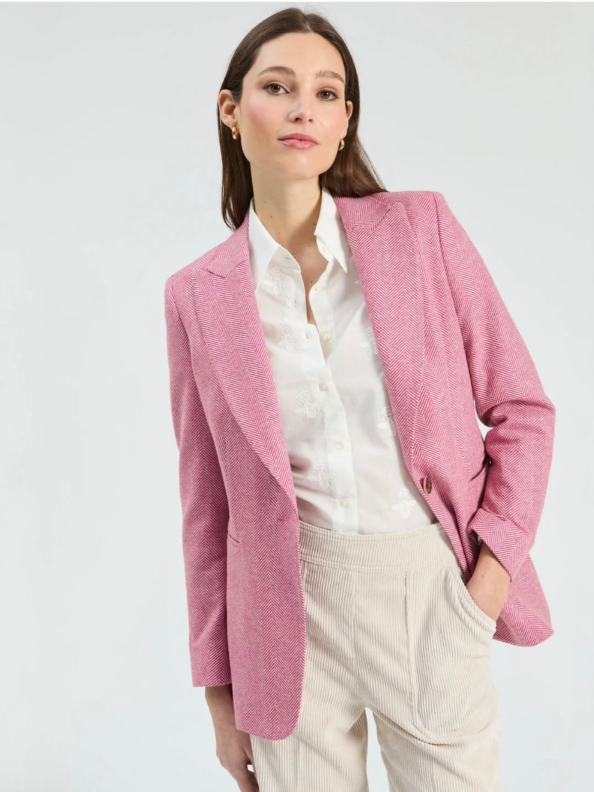 Vilagallo Raspberry Herringbone Jacket