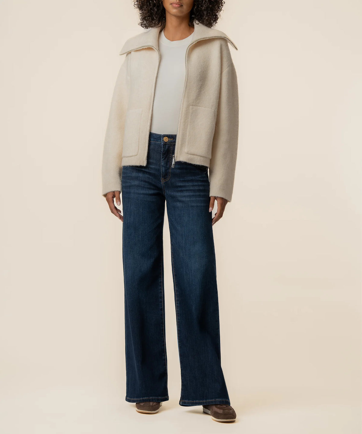 KUT Rue Sweater Jacket in Cream
