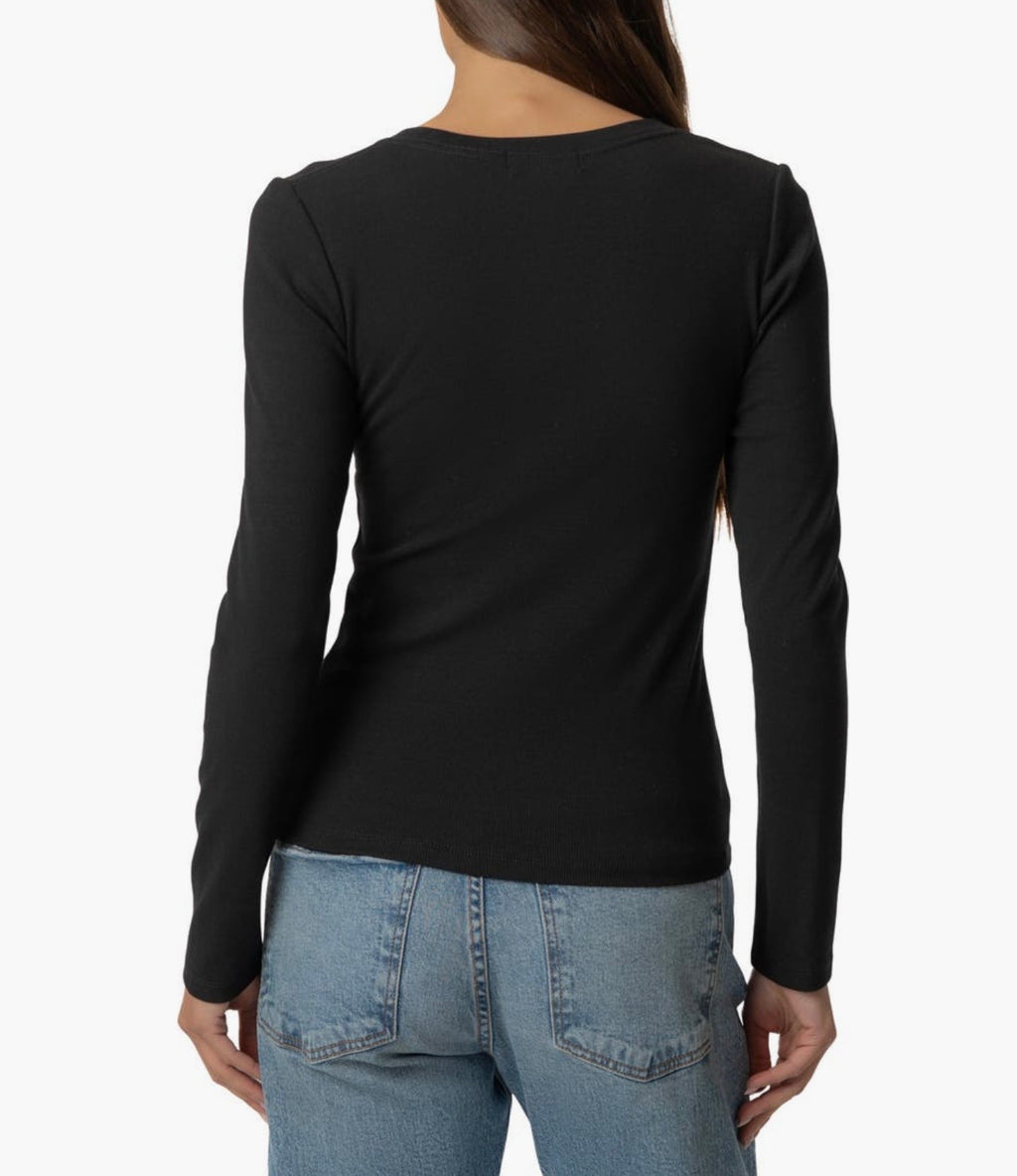 KUT Sarah Rib-Knit Long Sleeve Tee