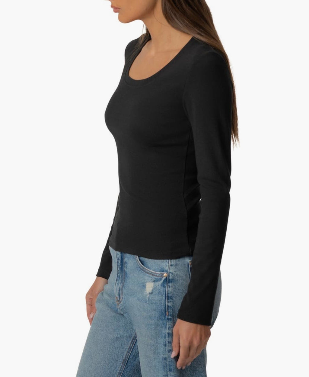 KUT Sarah Rib-Knit Long Sleeve Tee