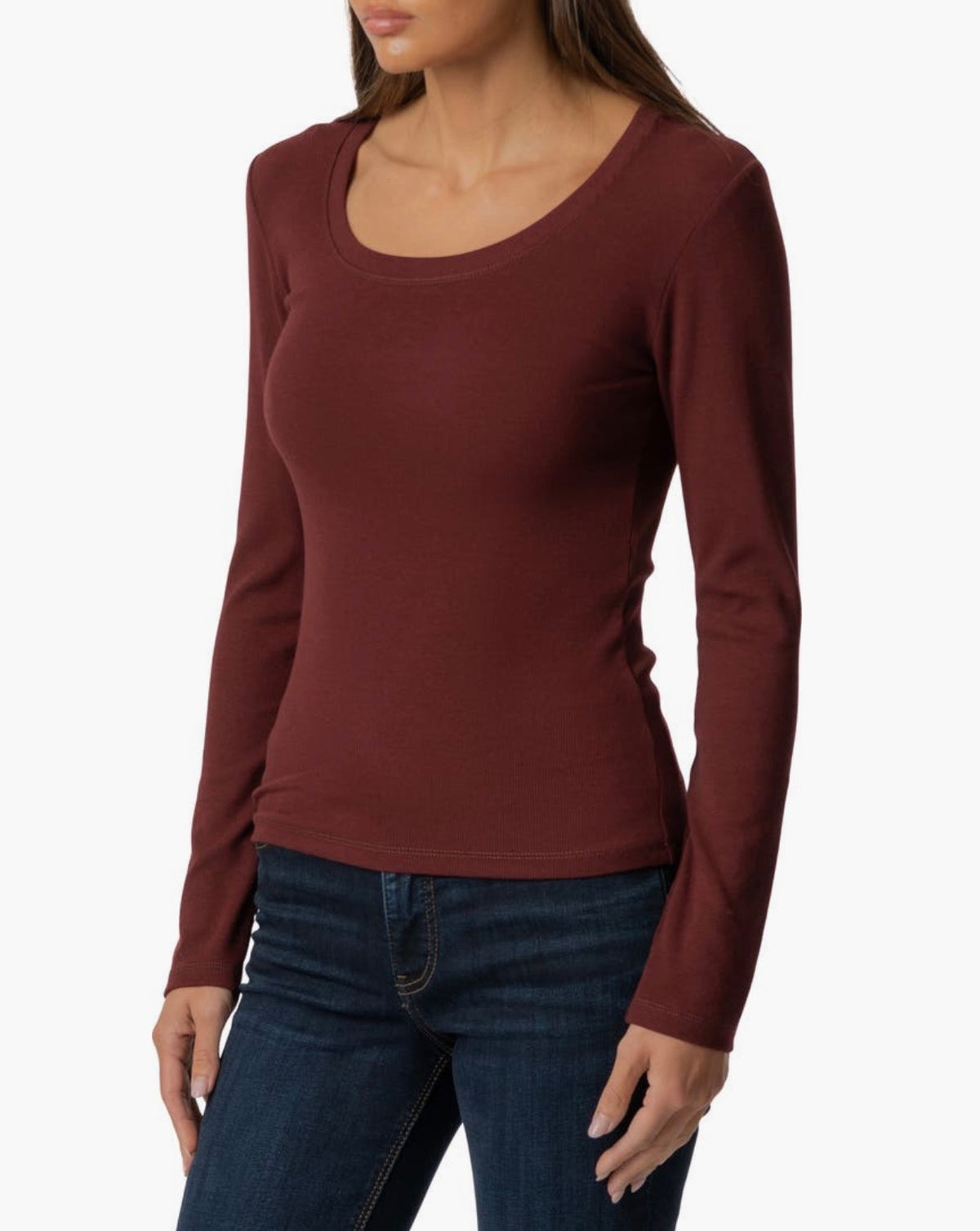 KUT Sarah Rib-Knit Long Sleeve Tee