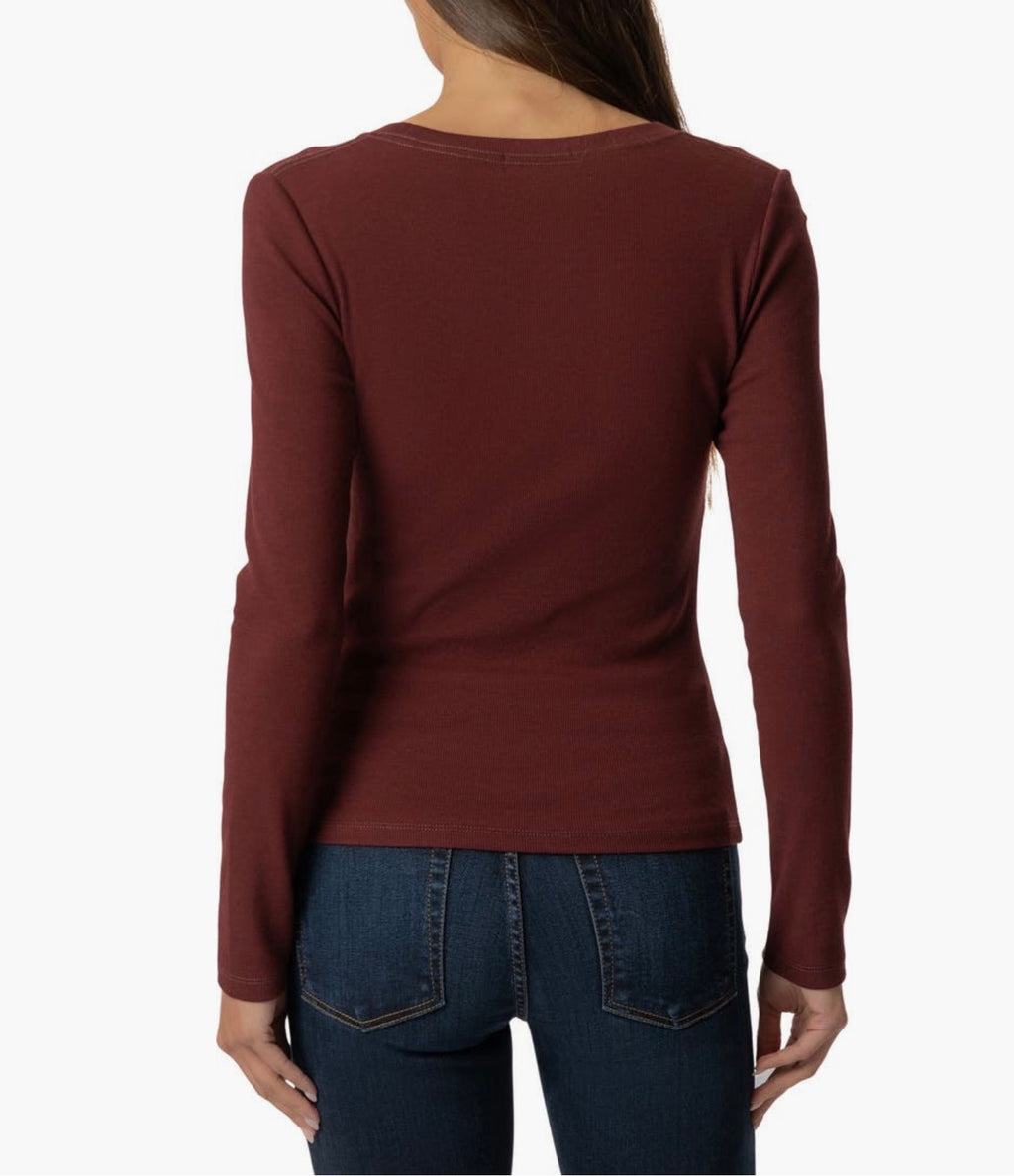 KUT Sarah Rib-Knit Long Sleeve Tee