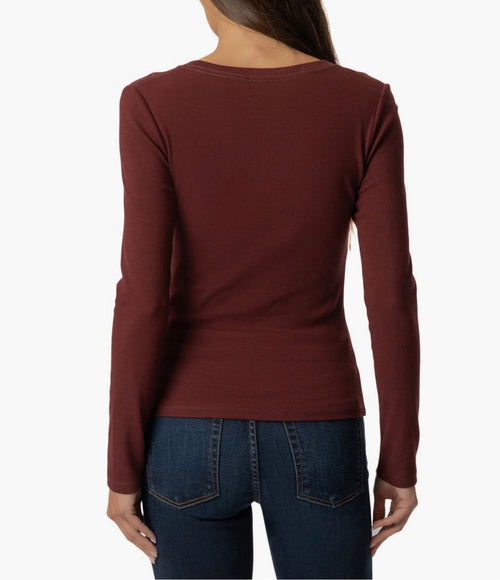 KUT Sarah Rib-Knit Long Sleeve Tee