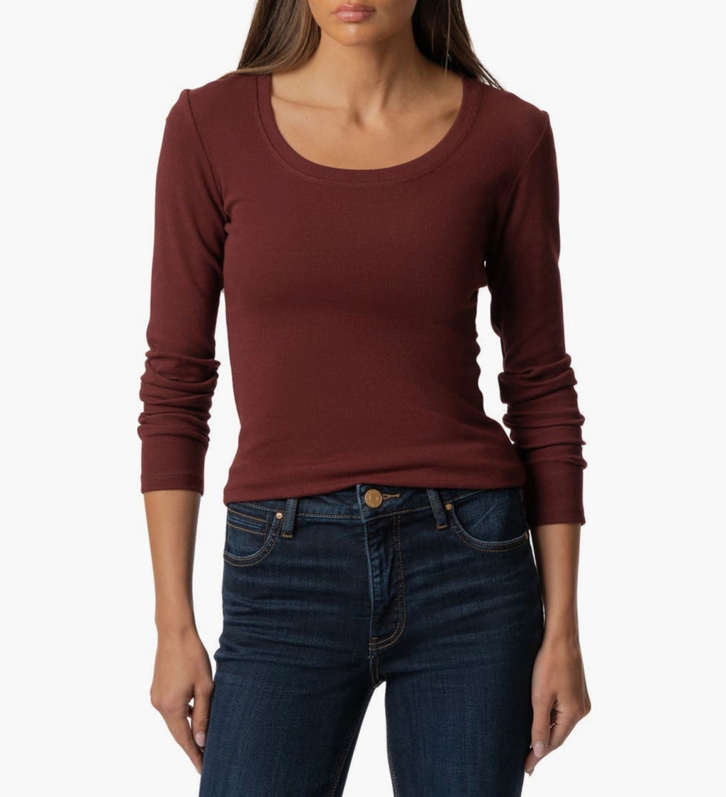 KUT Sarah Rib-Knit Long Sleeve Tee