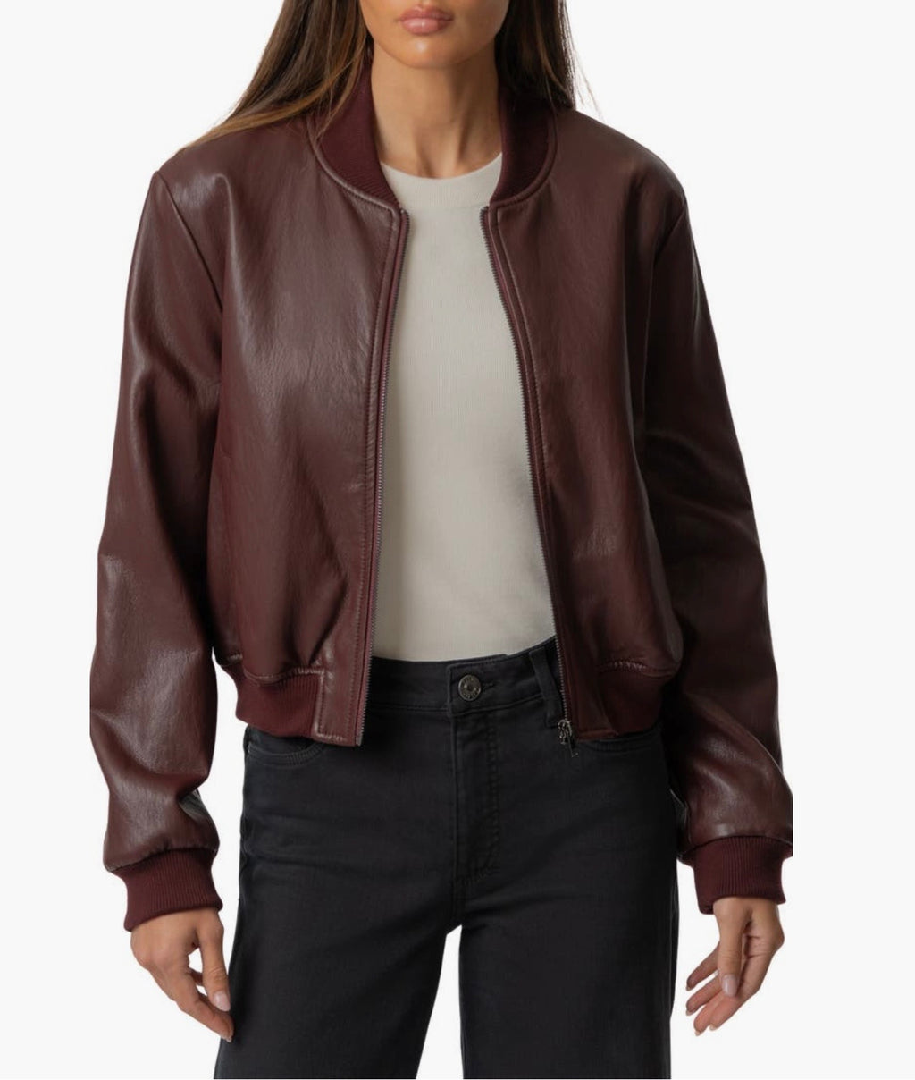 KUT Steph Faux Leather Bomber Jacket