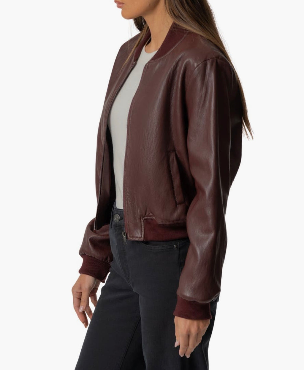 KUT Steph Faux Leather Bomber Jacket