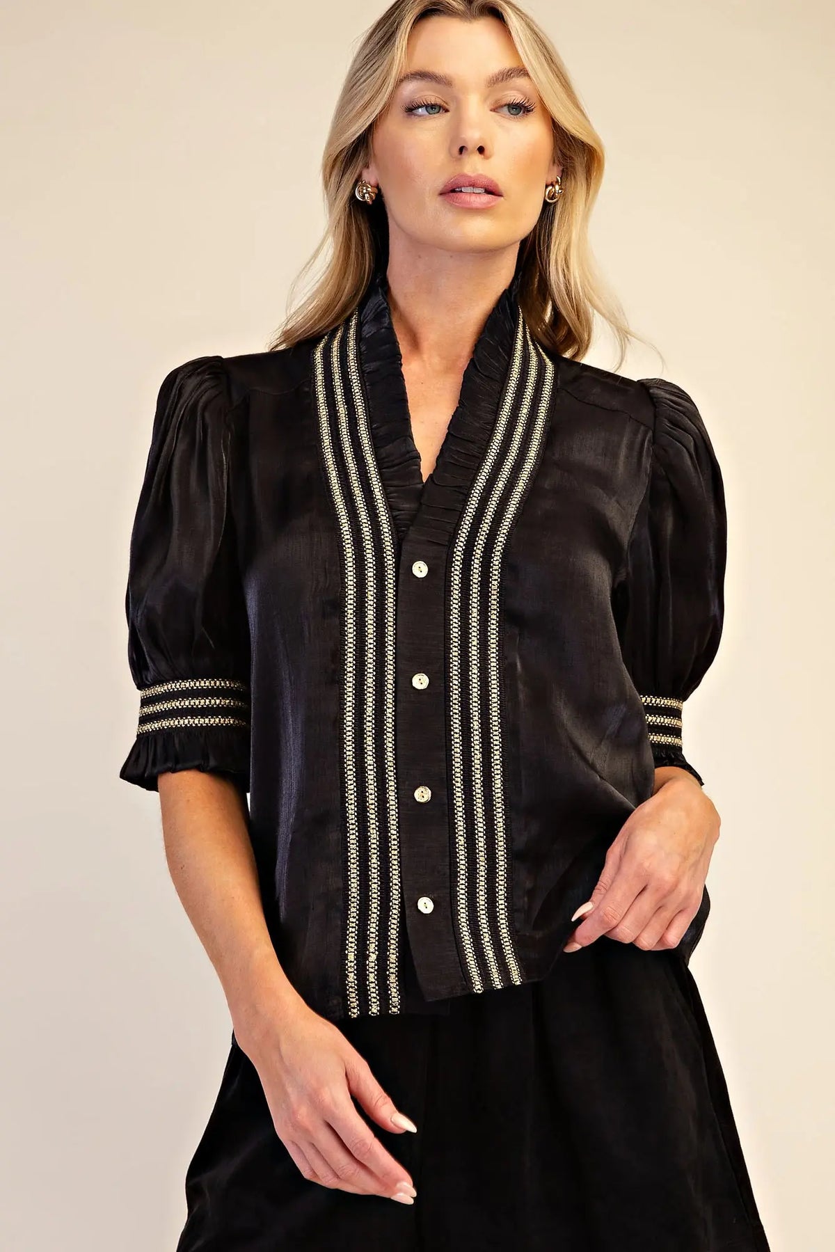 Glam Ruffle Neck Blouse