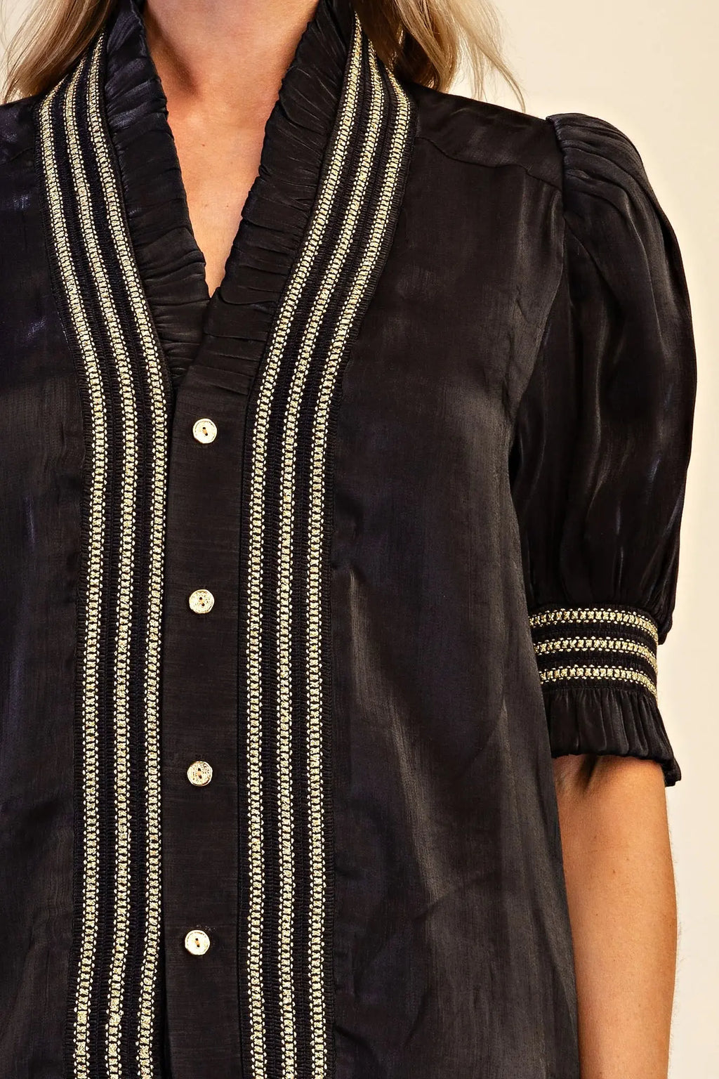 Glam Ruffle Neck Blouse
