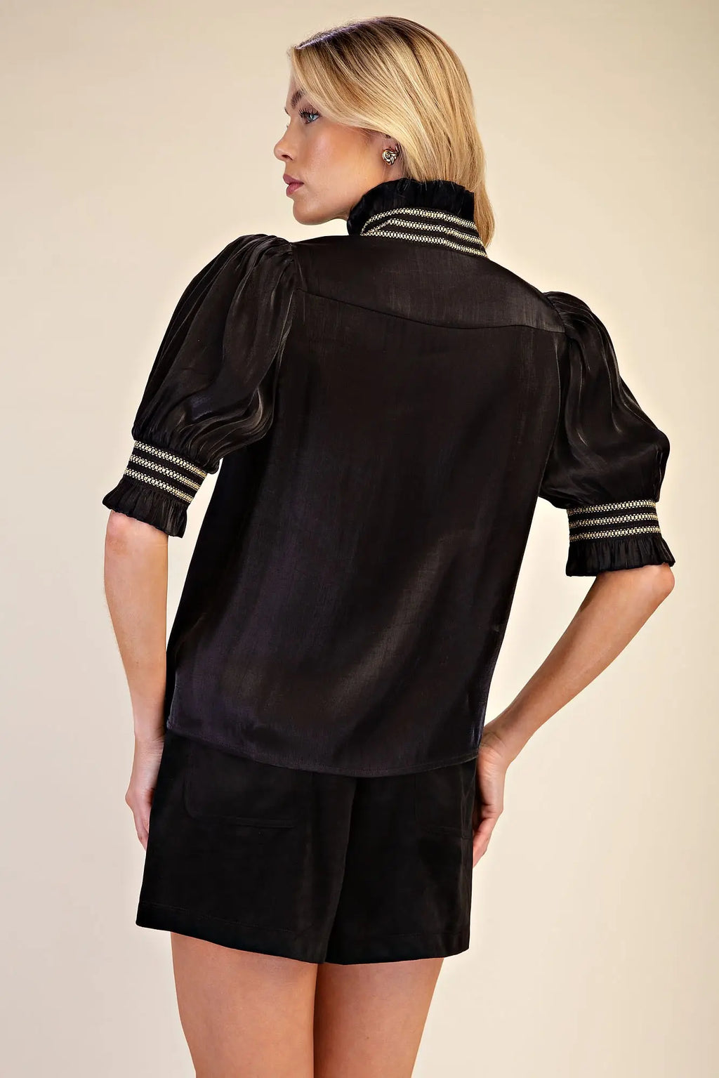 Glam Ruffle Neck Blouse