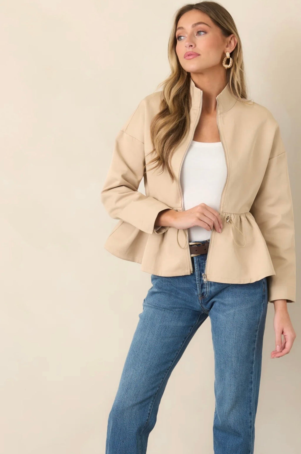 En Saison Annie Peplum Bomber Jacket
