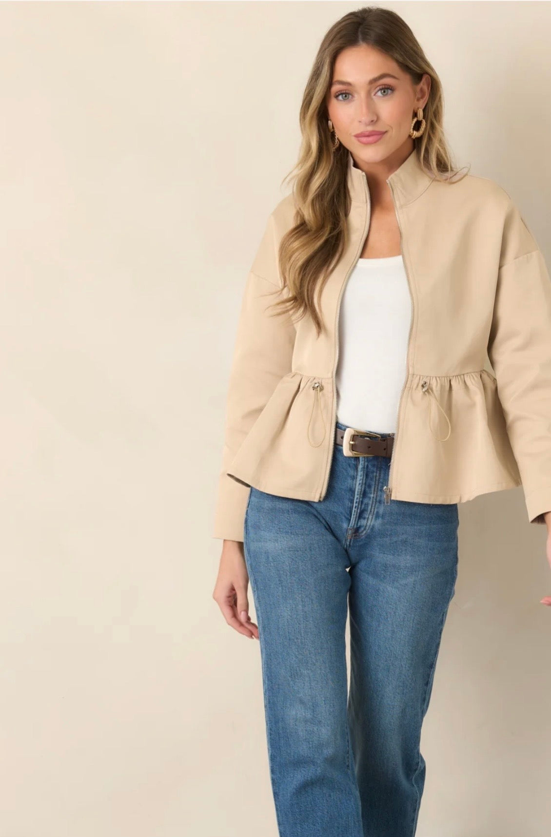 En Saison Annie Peplum Bomber Jacket