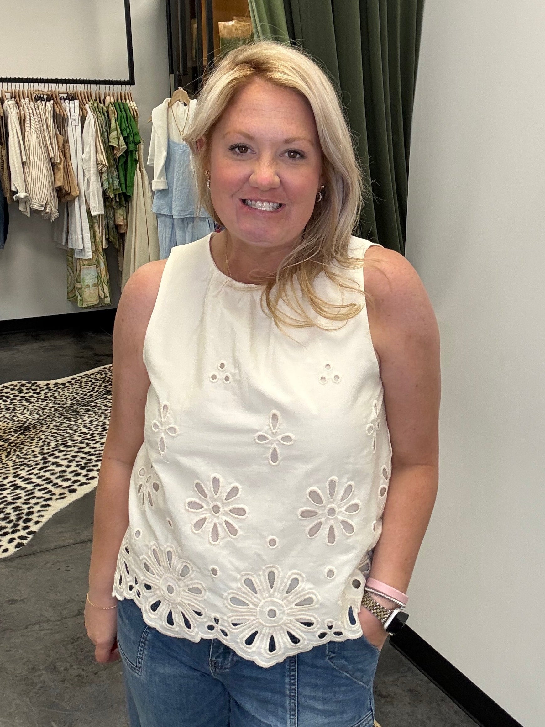 A. Ren Leonor Eyelet Cutout Top