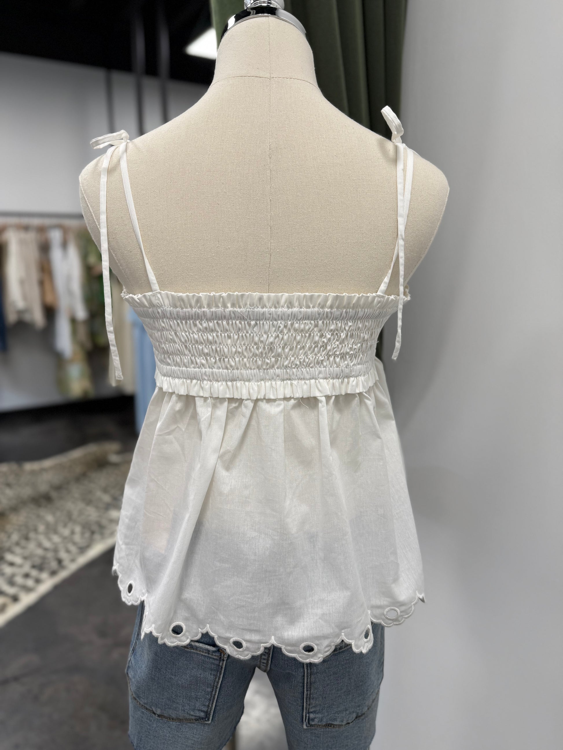 Moon River Eyelet Embroidered Top