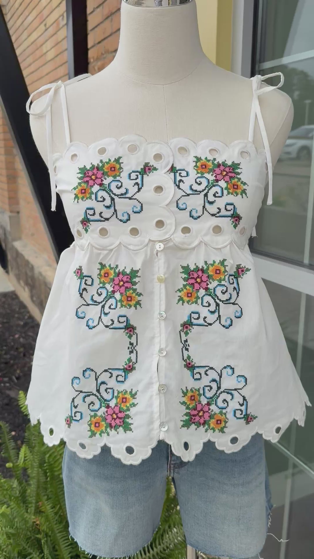Moon River Eyelet Embroidered Top